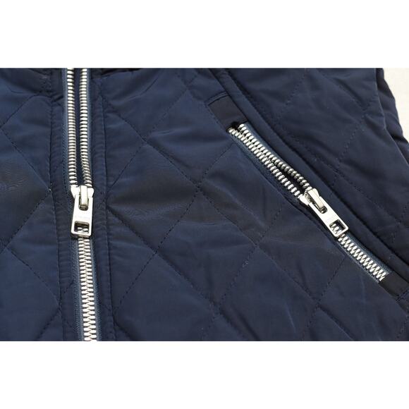 Athleta Quilted Puffer Vest Womens Size M Hooded Full Zip Navy Blue - Picture 7 of 8